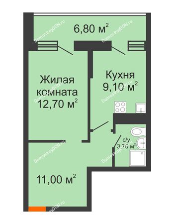 1 комнатная квартира 39,5 м² в ЖК Звезда Столицы, дом Литер 7
