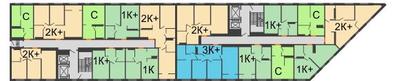 Планировка 15 этажа в доме ГП-2 в ЖК Тесла Парк