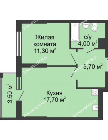 1 комнатная квартира 40 м² - ЖК Сказка