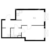 1 комнатная квартира 41,3 м² в ЖК Савин парк, дом корпус 10 - планировка