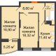 2 комнатная квартира 63,23 м² в ЖК Россинский парк, дом Литер 1 - планировка