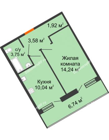 1 комнатная квартира 36,9 м² - ЖК Розмарин
