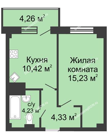 1 комнатная квартира 38,47 м² - ЖК Парк Островского