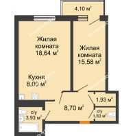 2 комнатная квартира 59,64 м² в ЖК Сокол на Оганова, дом Литер 1 - планировка