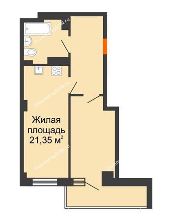 2 комнатная квартира 40,83 м² в ЖК Сокол Градъ, дом Литер 2