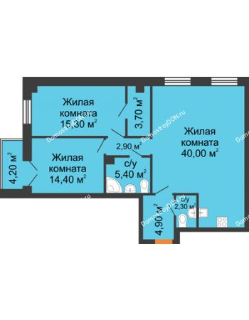 3 комнатная квартира 91 м² - ЖК Дом на 18-й Линии, 3