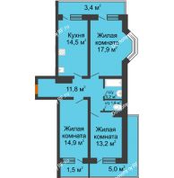 3 комнатная квартира 87 м² в Фруктовый квартал Абрикосово, дом Литер 3 - планировка