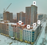 Ход строительства дома 1, секции В,Г,Д,Е,Ж в ЖК Голос Кашириных -