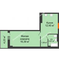 1 комнатная квартира 36,42 м², ЖК Кристалл 2 - планировка