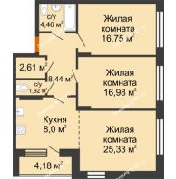 2 комнатная квартира 87,15 м² в ЖК Суворов-Сити, дом 2 очередь секция 1-5 - планировка