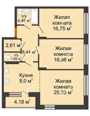 2 комнатная квартира 87,15 м² в ЖК Суворов-Сити, дом 2 очередь секция 1-5