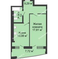 1 комнатная квартира 52,82 м² в ЖК Тихий Дон, дом № 2 - планировка