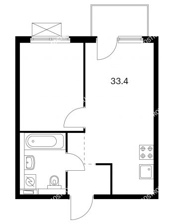 1 комнатная квартира 33,4 м² в ЖК Савин парк, дом корпус 4
