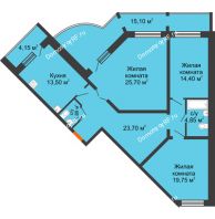 3 комнатная квартира 115,41 м² в ЖК по ул. Копылова, 5	, дом № 5, секции 1,2 - планировка