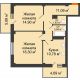 2 комнатная квартира 62,94 м², ЖК Военвед-Парк - планировка