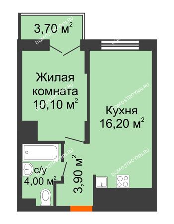 1 комнатная квартира 36,05 м² в ЖК КМ Анкудиновский Парк, дом № 16