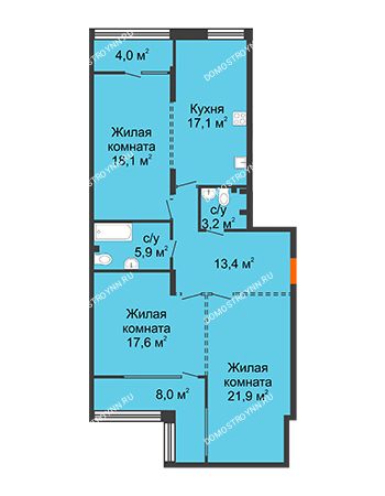 3 комнатная квартира 103,2 м² - ЖК Лайнер на Барминской