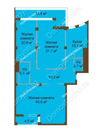 3 комнатная квартира 137,8 м² - ЖК Бояр Палас