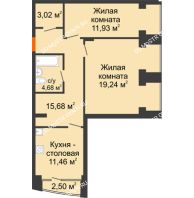 2 комнатная квартира 67,1 м², КД на Ярославской - планировка