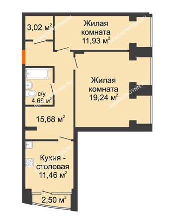 2 комнатная квартира 67,1 м² - Клубный дом на Ярославской
