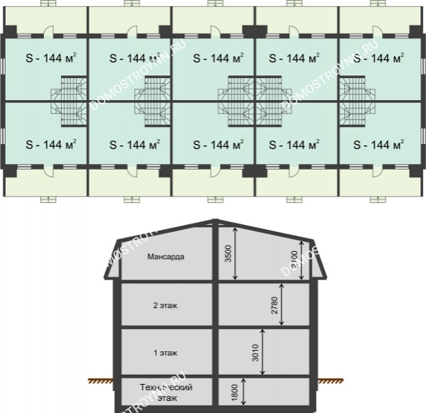 Планировка 1 этажа в доме № 557 (144 м2) в КП Бавария club