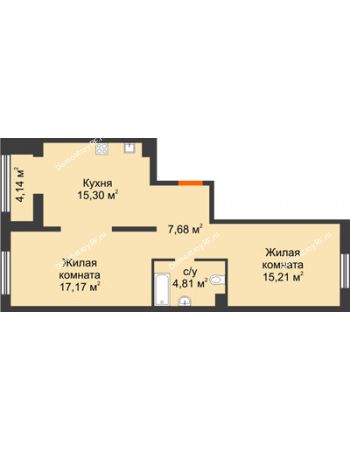 2 комнатная квартира 62,24 м² в ЖК NOVELLA (НОВЕЛЛА), дом Литер 6