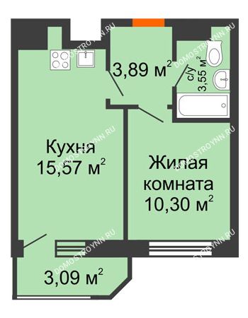 1 комнатная квартира 36,4 м² в ЖК Город времени, дом № 18