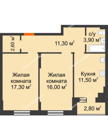 2 комнатная квартира 64 м² в Микрорайон Прибрежный, дом № 4