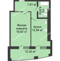 1 комнатная квартира 54,94 м² в ЖК Тихий Дон, дом № 2 - планировка