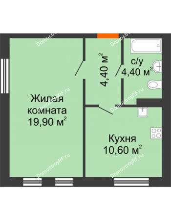 1 комнатная квартира 39,3 м² в ЖК Куйбышев, дом № 3