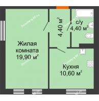 1 комнатная квартира 39,3 м² в ЖК Куйбышев, дом № 3 - планировка