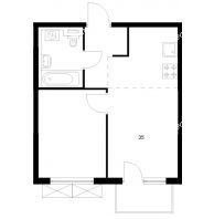 1 комнатная квартира 35 м² в ЖК Савин парк, дом корпус 8 - планировка