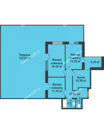 3 комнатная квартира 108,14 м² - КД Преображенский Двор