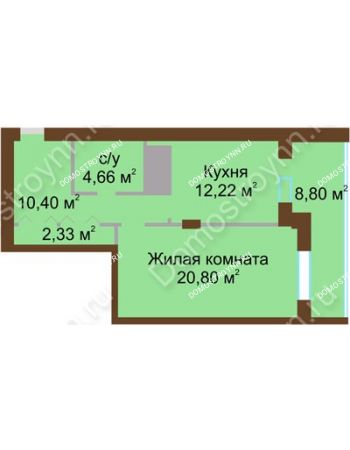 1 комнатная квартира 59,21 м² - ЖК Олимп