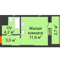 Студия 22,8 м², ЖК Космолет - планировка