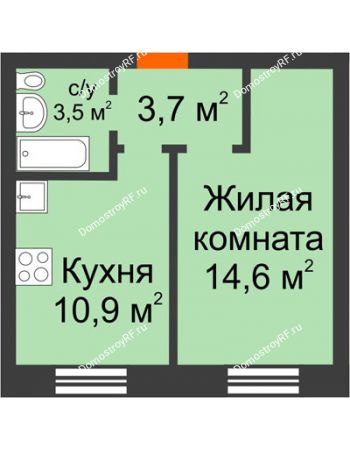 1 комнатная квартира 32,7 м² в ЖК Видный, дом № 2
