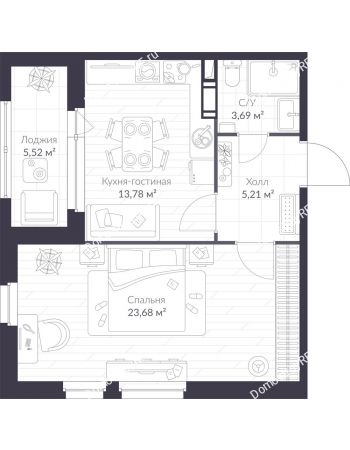 1 комнатная квартира 49,2 м² в ЖК Veren Next Шуваловский, дом 9