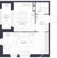 1 комнатная квартира 49,2 м² в ЖК Veren Next Шуваловский, дом 9 - планировка
