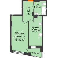 1 комнатная квартира 39,32 м² в ЖК Рубин, дом Литер 3 - планировка