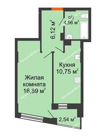 1 комнатная квартира 39,32 м² в ЖК Рубин, дом Литер 3