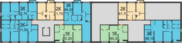 Планировка 2 этажа в доме ГП 3 в ЖК Европейский квартал