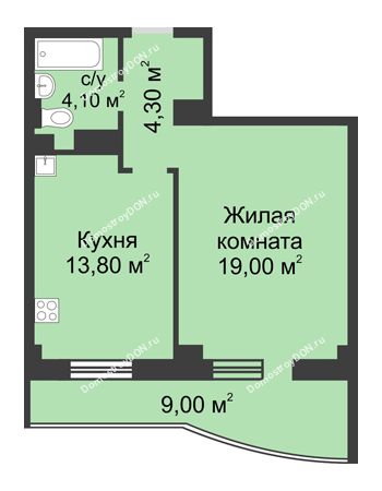 1 комнатная квартира 50,15 м² - ЖК Крепостной вал
