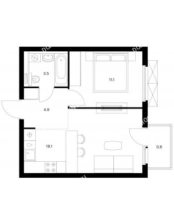 1 комнатная квартира 38,4 м² в ЖК Савин парк, дом корпус 6