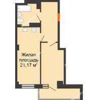 2 комнатная квартира 40,65 м² в ЖК Сокол Градъ, дом Литер 2 - планировка