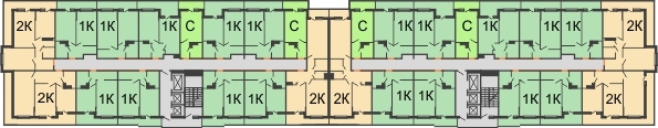Планировка 20 этажа в доме Литер 1, корпус 2, 1 этап в ЖК SkyPark (Скайпарк)