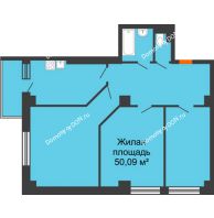3 комнатная квартира 80,37 м² в ЖК Сокол Градъ, дом Литер 6 - планировка