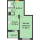 1 комнатная квартира 44,1 м² в ЖК Высота, дом 4 позиция - планировка