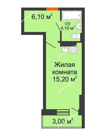 Студия 28,4 м² в ЖК На Тимошенко, дом № 1