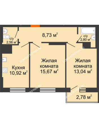 2 комнатная квартира 56,5 м² - ЖК Комарово