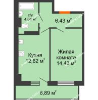 1 комнатная квартира 40,19 м² в ЖК Свобода, дом №2 - планировка
